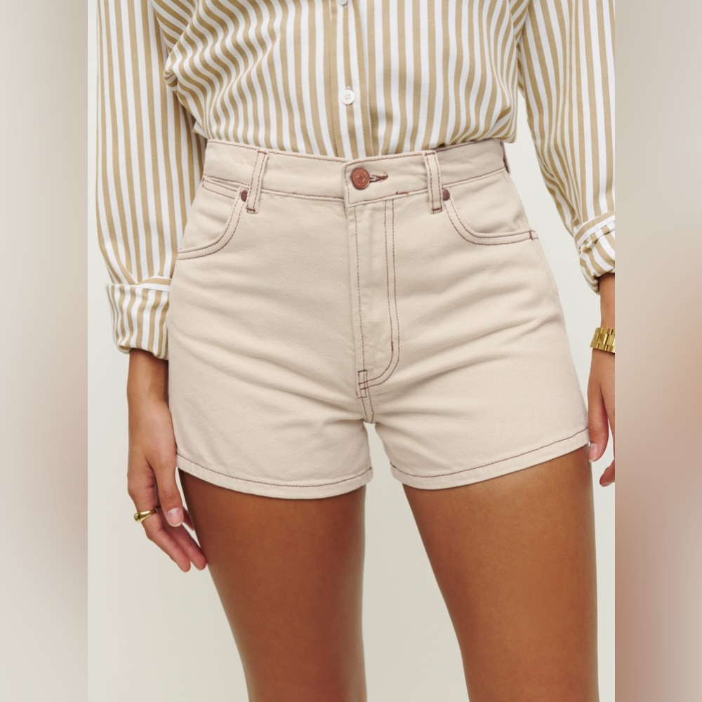 New with tags - Reformation Cowboy High Rise Jean Shorts in Almond - Size 27